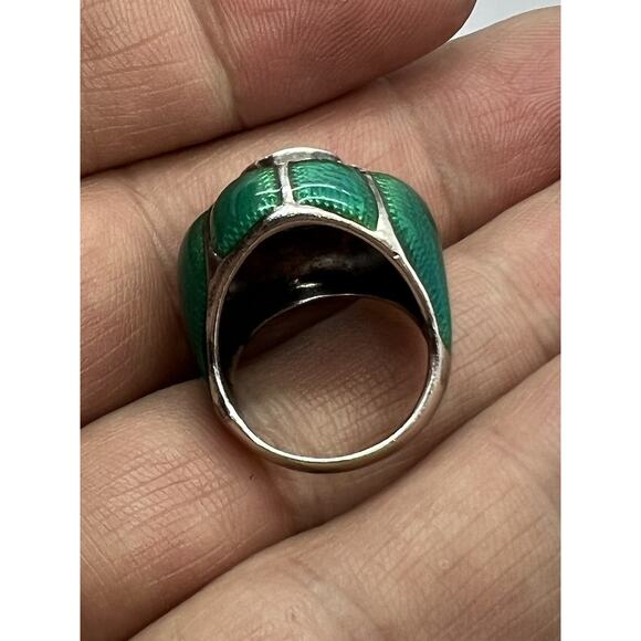 925 sterling silver enamel topaz Marcasite Ring size 6 - Picture 12 of 14